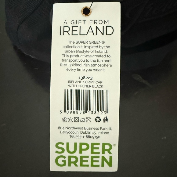 Ireland Shamrock Hat Super Green Black Adjustable Cap w/ Bottle Opener NWT - Picture 2 of 6